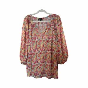 Jones of New York multi color floral light and airy blouse size 3X feminine
